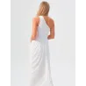 Elegant long white dress for women picked up on the back | Civil Wedding Guest Dresses | BUSCARMODA