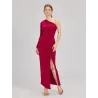 Vestido Rojo De Hombro Único abertura en la pierna   | VESTIDOS INVITADA BODA CIVIL | BUSCARMODA