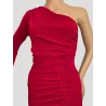 Vestido Rojo De Hombro Único escote estilo griego   | VESTIDOS INVITADA BODA CIVIL | BUSCARMODA