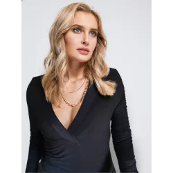Black Draped Short Dress plunging neckline | SHORT DRESSES | BUSCARMODA