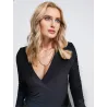 Black Draped Short Dress plunging neckline | SHORT DRESSES | BUSCARMODA