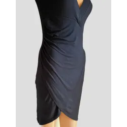 Black Draped Short Dress hem with gather | SHORT DRESSES | BUSCARMODA