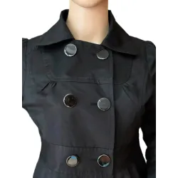 Crossed Short Woman Jacket Black Satin collar with lapel | JACKETS | BUSCARMODA