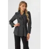Crossed Short Woman Jacket Black Satin BUSCARMODA - 1