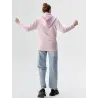 Pink casual hoodie sweatshirt in soft pastel knit with hood and relaxed urban fit. back