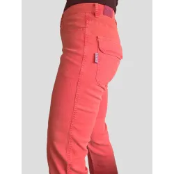 Orange Flared Stretch Trousers with Technical Pocket structured high waist | TROUSERS | BUSCARMODA