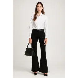 Pantalón Campana Táctico Negro · ZipperFit sarga elástica resistente | PANTALONES | BUSCARMODA