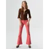 Cotton Flared Orange Trousers in stretch cotton twill with wide hem