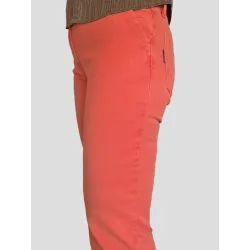 Cotton Flared Orange Trousers – Wide Leg Stretch Denim back patch pockets | TROUSERS | BUSCARMODA