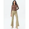 Cotton Women Flared Trousers – Pink & Beige wide flared leg | TROUSERS | BUSCARMODA