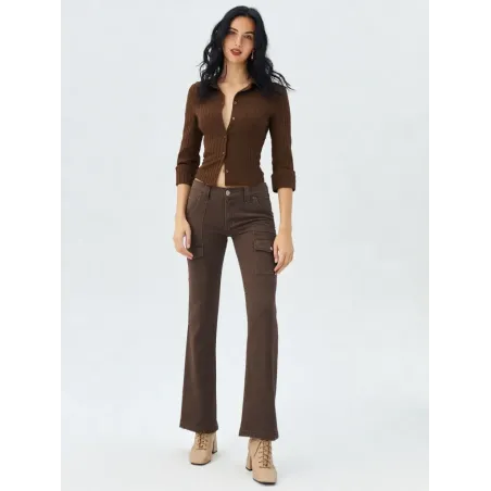 Cotton Satin Flared Trousers for Women in chocolate and black shades