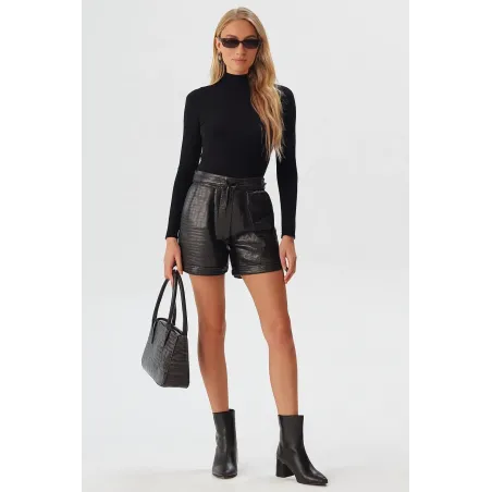 Crocodile Faux Leather Shorts for Women  - 6