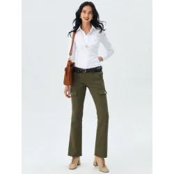 Flared Satin Stretch Trousers – Low Rise Cargo Style women flared satin | TROUSERS | BUSCARMODA