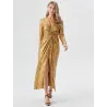 Vestido serpiente dorado largo Sheda Luxe abertura frontal | Vestidos largos | Buscarmoda
