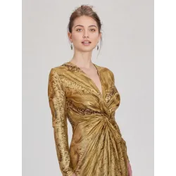 Gold snake long dress Sheda Luxe deep V neckline | Long Dresses | Buscarmoda