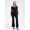Draped elastic jumpsuit women front view black | Long jumpsuits | Buscarmoda