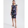 Blue Bardot Floral Midi Dress Front View | Midi Dresses | Search Fashion