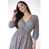 Vestido midi animal print asimétrico con escote cruzado, cintura elástica y bajo desigual para mujer