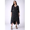 Black polka dot midi dress with points front view | Midi dresses | Buscarmoda
