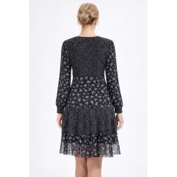 Vestido corto fluido mujer vista espalda vestido capas gasa fluida | Vestidos cortos | Buscarmoda