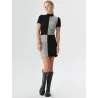 Black colour block dress front view fitted | Short dresses | Buscarmoda
