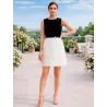 Black velvet two-tone dress with white textured skirt