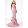 Vestido largo rosa halter elegante falda con caída vista espalda | Vestidos largos | Buscarmoda