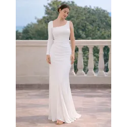 Vestido Blanco Elegante Gala Un Hombro sofisticado