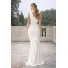 Elegant long white dress for women draped back | Civil Wedding Guest Dresses | BUSCARMODA