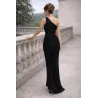 Vestido negro asimétrico griego largo a los tobillos | VESTIDOS INVITADA BODA CIVIL | BUSCARMODA