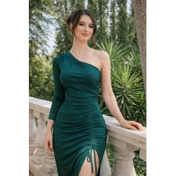 Vestido Asimétrico Drapeado Fiesta escote griego | VESTIDOS INVITADA BODA CIVIL | BUSCARMODA
