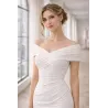 White Ceremony Long Dress Strapless with Train draped body | Civil Wedding Guest Dresses | BUSCARMODA