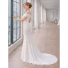 White Ceremony Long Dress Strapless with Train side view | Civil Wedding Guest Dresses | BUSCARMODA