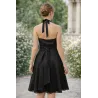 Vestido negro fiesta halter plisado falda con vuelo vista espalda | Vestidos fiesta mujer | Buscarmoda