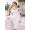 White Draped Halter Long Sleeve Dress