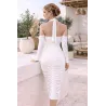 White Draped Halter Dress draped back, plunging neckline | Civil Wedding Guest Dresses | BUSCARMODA