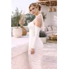 White Draped Halter Dress with straps and off-the-shoulder design | Civil Wedding Guest Dresses | BUSCARMODA