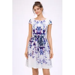 Vestido blanco estampado corto con manga vista frontal | Vestidos cortos | Buscarmoda
