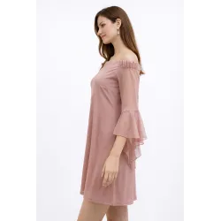 Elegant chiffon short dress flared sleeve detail | Short dresses | Buscarmoda