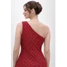 Red one shoulder elegant dress back view | Short dresses | Buscarmoda