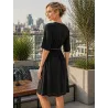 black v neck dress back view elastic waist | Short dresses | Buscarmoda