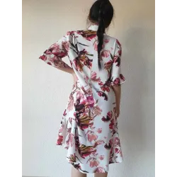 Vestido midi floral rosa trasera | Vestidos | Buscarmoda