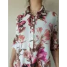 Pink floral midi shirt dress front view | Dresses | Buscarmoda