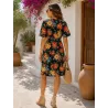 vestido floral negro mujer vista trasera corto ajustado escote cruzado | Vestidos cortos | Buscarmoda