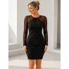 Vestido corto negro aterciopelado con encaje tejido elastico  | VESTIDOS CORTOS | BUSCARMODA