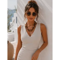 Vestido escote pico detalle frontal | Vestidos cortos | Buscarmoda
