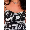 Two-Tone Floral Short Dress Front Neckline Detail %separator% Short Dresses %separator% Buscarmoda