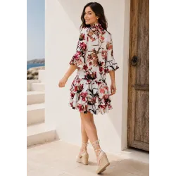 Floral mandarin collar dress back view %separator% Short dresses %separator% Buscarmoda