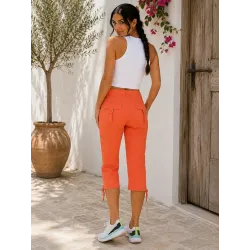 Pantalón Naranja de Satén vista trasera %separator% Pantalones Pirata %separator% Buscarmoda