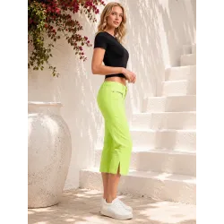 Pantalón Amarillo de Algodón vista lateral | Pantalones Pirata | Buscarmoda